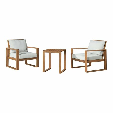 GUARDERIA Grafton Eucalyptus Wood Set with Two Outdoor Chairs & Cocktail Table - 3 Piece GU3232888